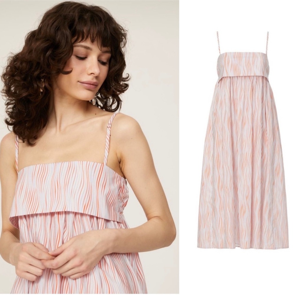 Matthew Bruch Striped Flowy Casual Resortwear Bandeau Babydoll Midi Dress- 2